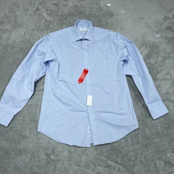 Calvin Klein Wrinkle-Free Blue Dress Shirt Regular Fit Size M a0927 - Picture 1 of 9